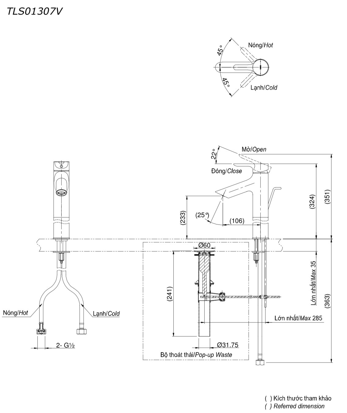 Bản vẽ kỹ thuật vòi TOTO TLS01307V