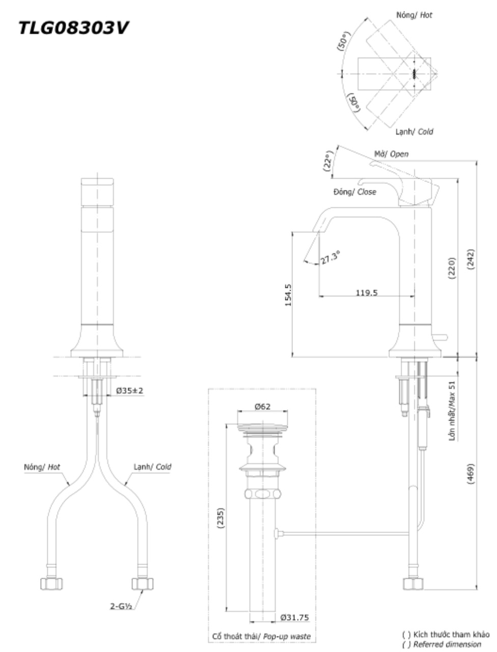 Bản vẽ vòi TOTO TLG08303V