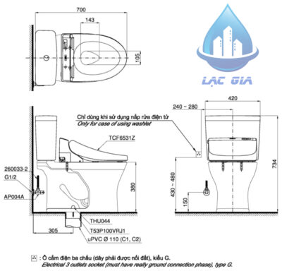 Bản vẽ cầu TOTO thông minh CS735DW6