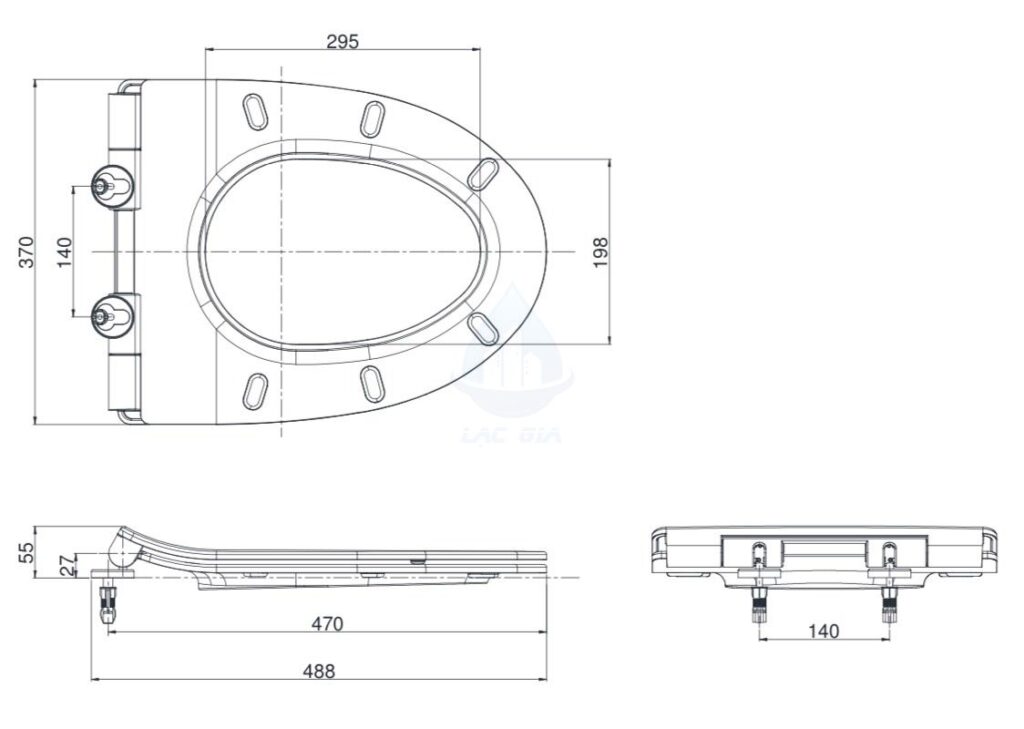 Bản vẽ nắp bồn cầu TOTO TC600VS