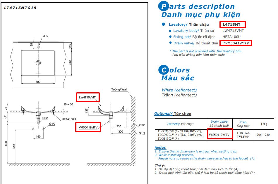 Bản vẽ kỹ thuật chậu rửa mặt TOTO L4715MTG19#CMW