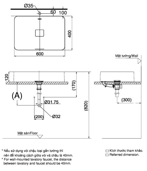  Bản vẽ kỹ thuật Lavabo TOTO PJS03WE