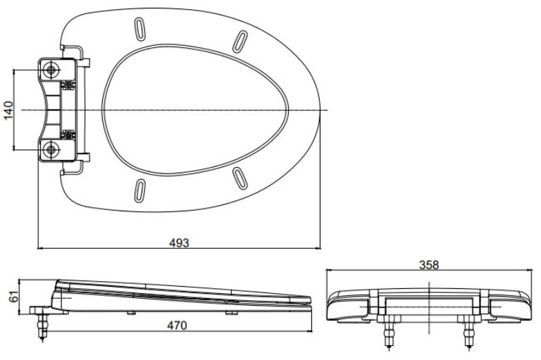 Bản vẽ kỹ thuật của nắp rơi êm bàn cầu TOTO TC395VS#W