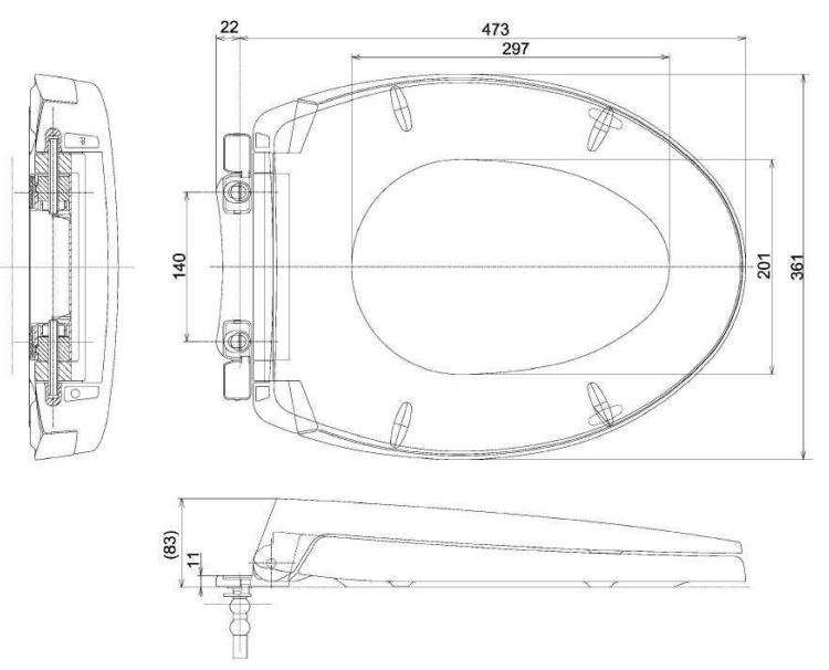 Bản vẽ Nắp Êm Bồn Cầu TOTO TC393VS
