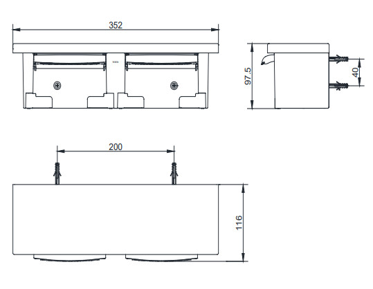 Bản vẽ kỹ thuật hộp đựng giấy vệ sinh đôi TOTO DS716WR