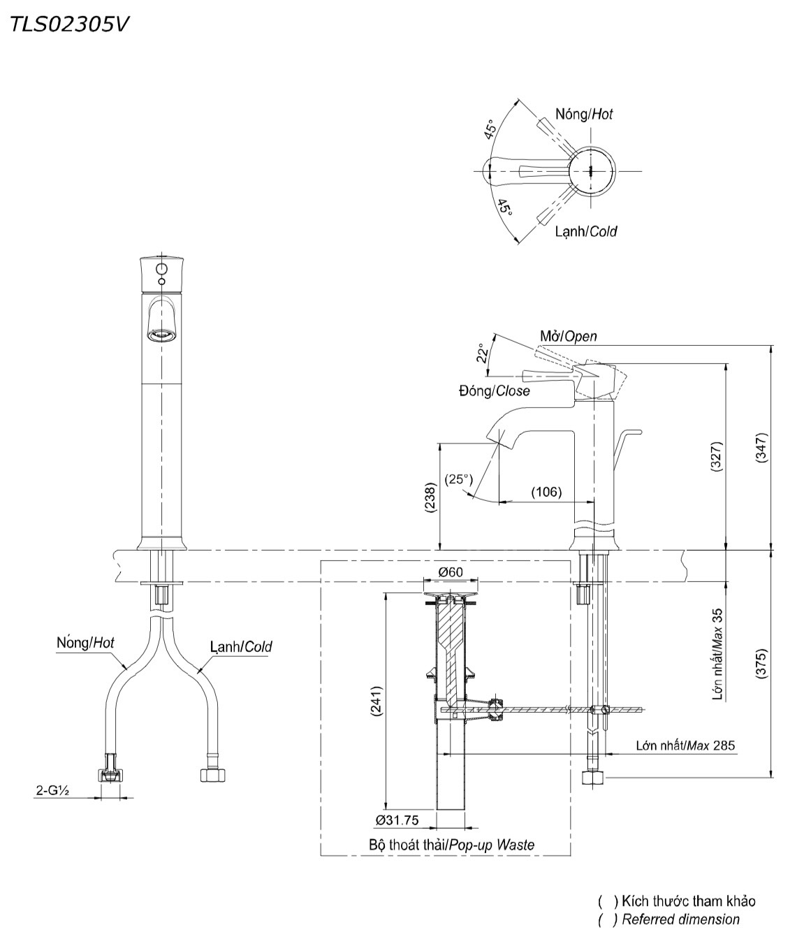 Bản vẽ kỹ thuật vòi TOTO TLS02305V